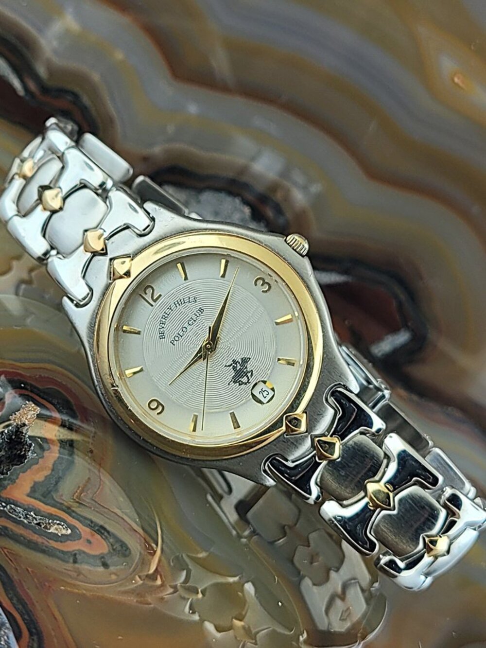 Mens POLO Thin Profile Gold & Silver Casual Dress Watch